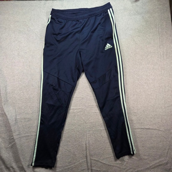 adidas Other - Adidas Track Pants Men Large Navy Blue Light Green Three Stripe Athletic Tapered